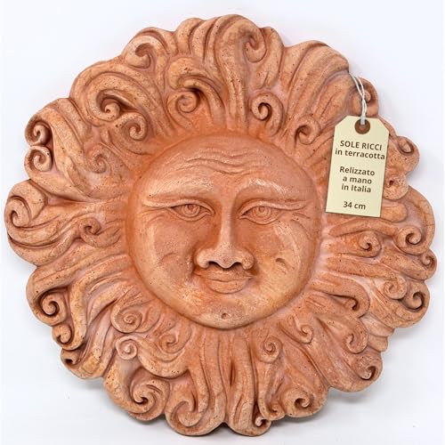 Toocook Handgefertigte Terrakotta-Sonne für Garten- und Hausdekor, einzigartige wetterfeste Dekoration (Sole Ricci 34 cm) Toocook Handgefertigte Terrakotta-Sonne für Garten- und Hausdekor, einzigartige wetterfeste Dekoration (Sole Ricci 34 cm)