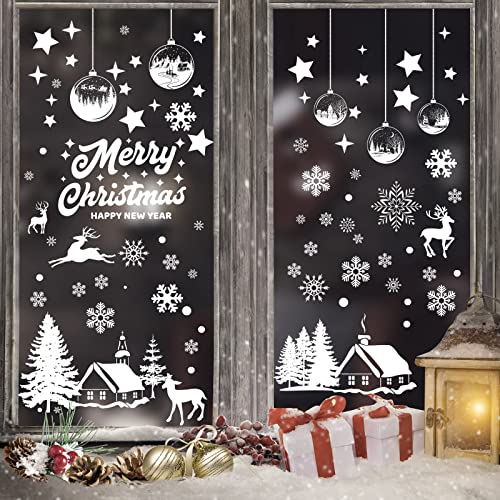Fensterbilder Weihnachten,Schneeflocken Fensterdeko Selbstklebend 9...