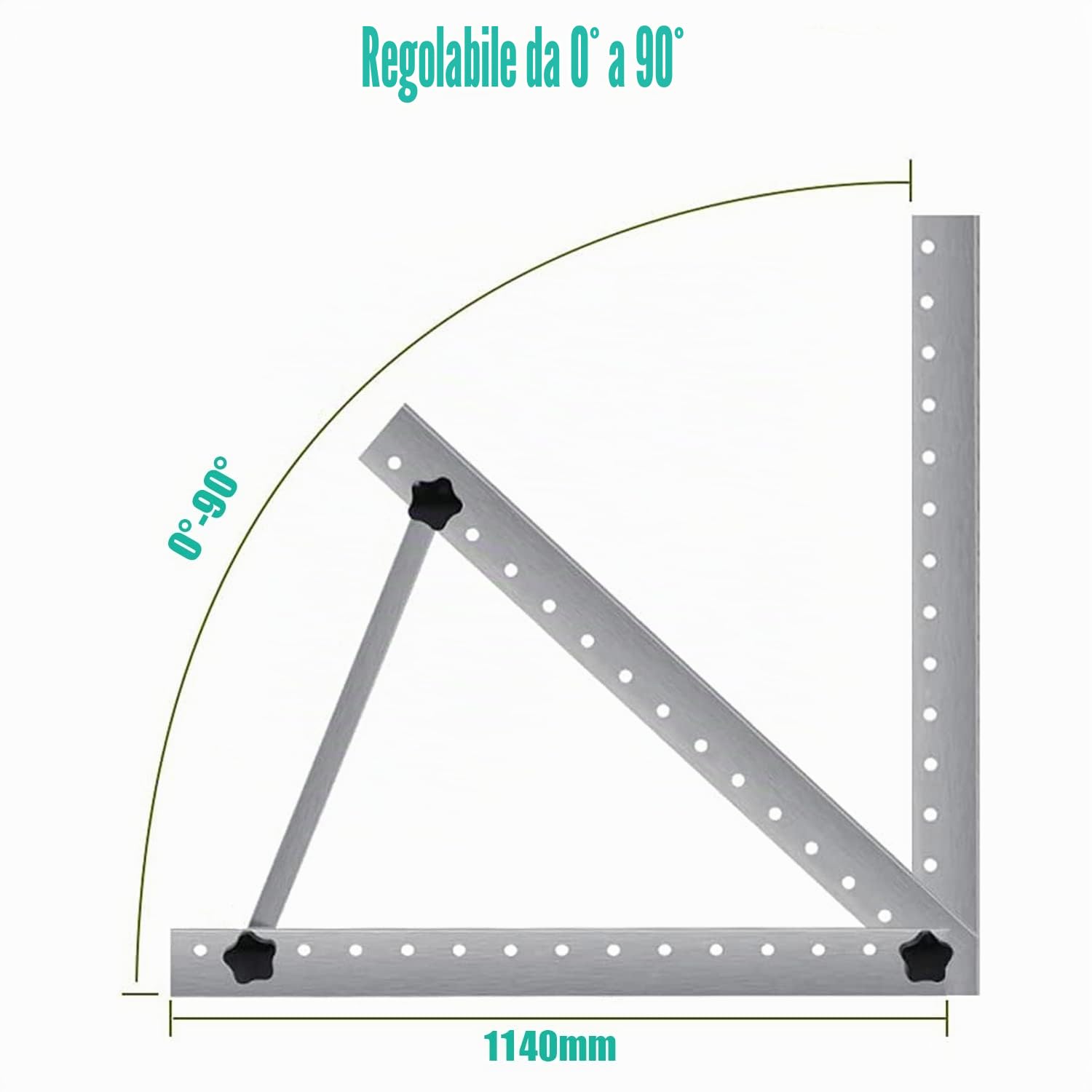 Warmfay 4 supporti per pannello solare, 114 cm, 45", in alluminio, per centrali elettriche da balcone, angolo regolabile, 0-90°, 100 W-1200 W, set di fissaggio per tetto piatto, da parete, camper,