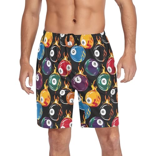 ALAZA Billiard Ball Black Men's Pajama Shorts Sleepwear Pajama Bottom Lounge Pants Wear with Pocket