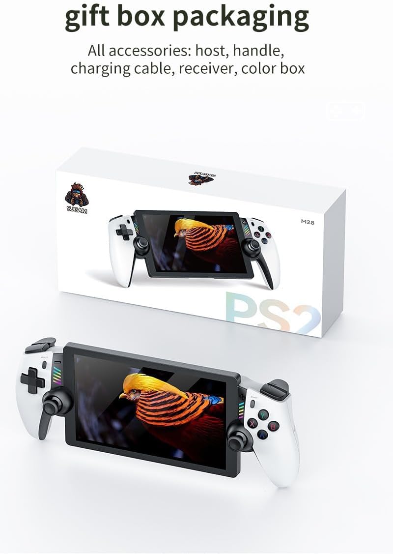 M28 Retro Handheld Game Console,30+ Emulators,Retro Game Console ,EmuELEC System,7.1″ LCD HD Screen Portable Video Game Console,4000mAh (128G 20000+ Games)