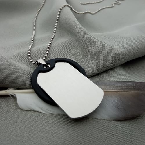 Generisch Dog Tag Personalisiert – Erkennungsmarke Edelstahl – Matt Kette Mit Namen – Gravur – Personalisierte Kette Herren – Militär Geschenke – 2 Mm Dick – Gravur – Set Mit Clip Und Gummi-Silencer