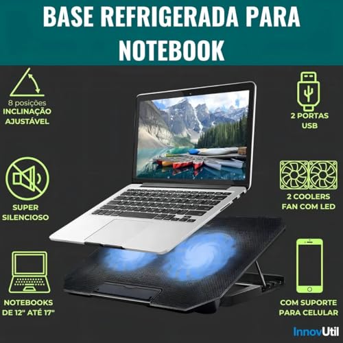 Support de refroidissement pour ordinateur portable ventilateurs LED