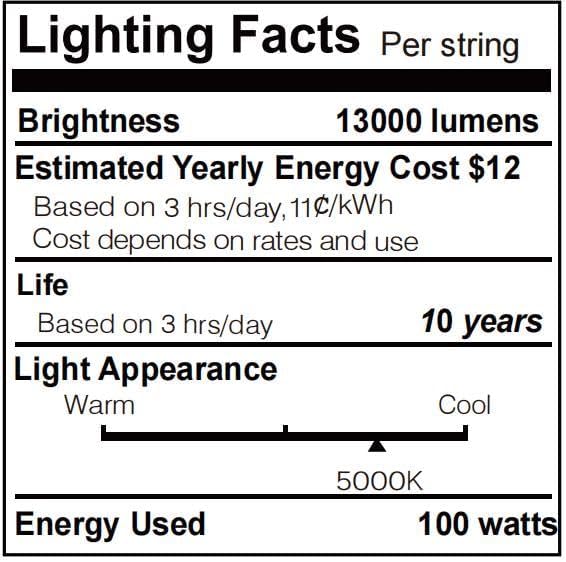 Miniatura 7 de StarWorld Tira de luces de construcción de 100 pies, 10 bombillas LED de 100 W, luces de trabajo temporales LED, impermeable, 13000 lúmenes, luz de
