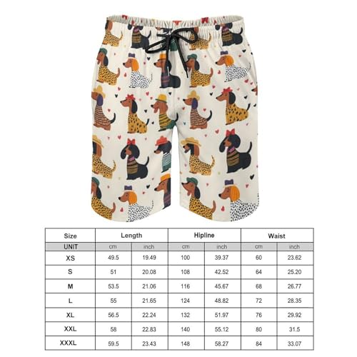Hawaiian Shorts for Men - Comfy Cute Colorful Dachshund Print Mens Swim Trunks Bathing Suits with Mesh Lining2