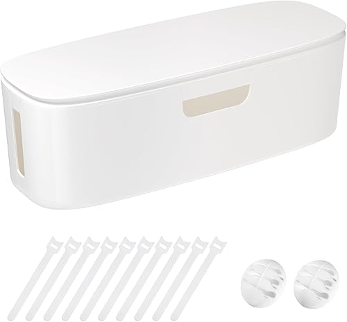 Caja organizadora de cables  Caja organizadora de cables grande para ocultar la regleta de alimentación y debajo del escritorio, cables de