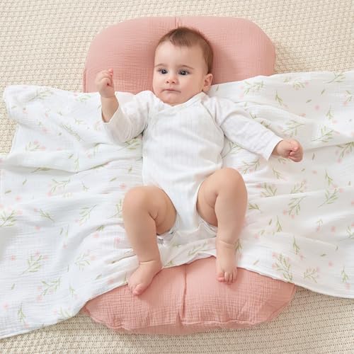 Image of JELLYMONI Micro Soft Plush Baby Blanket for Unisex Boys Girls, 1 Pack Muslin Cotton Minky Blanket with Soothing Raised Dots, Double Layer Bed Throws for Baby Crib, 30x40 Inches