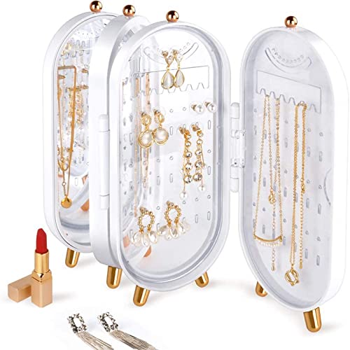 LEcyLanker Joyeros Plegable,Organizador Joyas con Espejo,Gran Capacidad (blanco) Cover