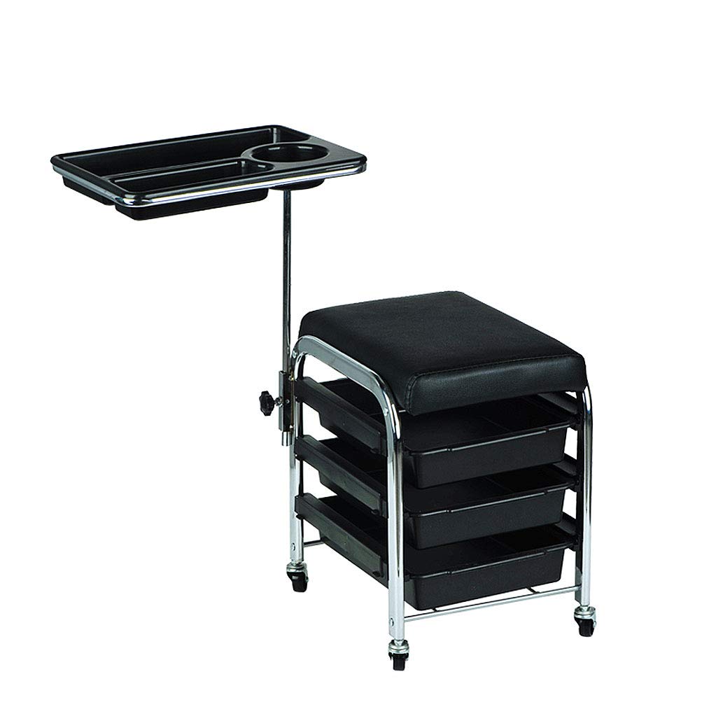 ADASP Beauty Salon Trolley, Mobile Salon Hairdresser Barber Beauty Storage Trolley Manicure Nail Hair Tool Cart Chair Pedicure Stool Table (Black,White)