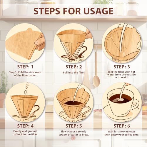 Image of 200 Count Coffee Filters V-60, Disposable Cone Coffee Filters 2-4 Cup, Unbleached Natural Paper Size 02 Paper Filters for Pour Over and Drip Coffee Maker