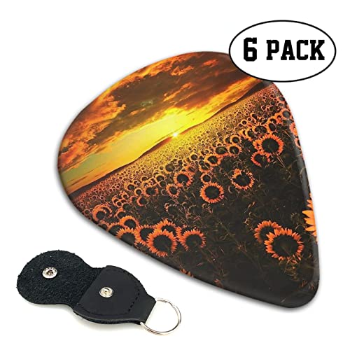 Sunflower Field Sunset Sea of Flowers Lot de 6 médiators pour guitare acoustique, guitare électrique, basse, ukulélé… - Les Beatles, Paul McCartney, John Lennon, RIngo Starr, George Harrison Sunflower Field Sunset Sea of Flowers Lot de 6 médiators pour guitare acoustique, guitare électrique, basse, ukulélé… – Image 3