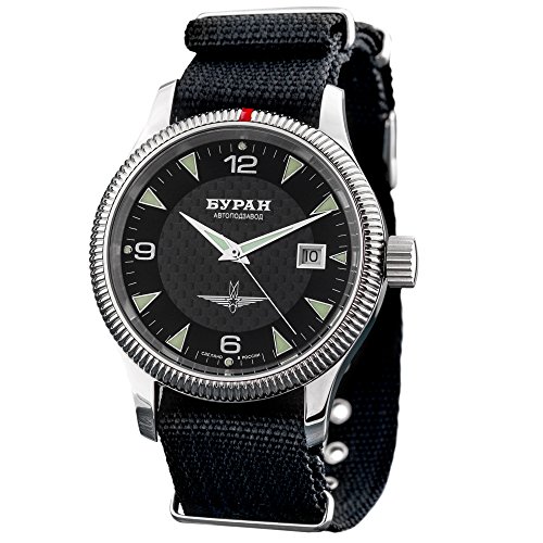 Preisvergleich Produktbild BURAN Automatic Carbon - 2824 / 6503720 - Fliegeruhr - Natostrap