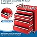 GarveeHome 5-Drawer Tool Chest, Rolling Tool Box with Wheels and Lock System, Portable Storage Rolling Tool Chest for Warehouse, Workshop & Repair Shop, Red