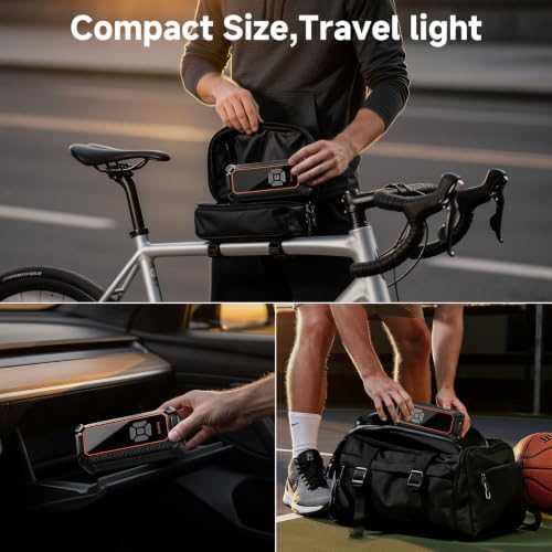 Image of OlarHike Tire Inflator Portable Air Compressor, Dual Power - 3 * 2500mAh, Cordless Air Pump for Car Tires, Bikes, Motorcycle, Balls with LED & Digital Pressure Gauge, Auto Shut-off