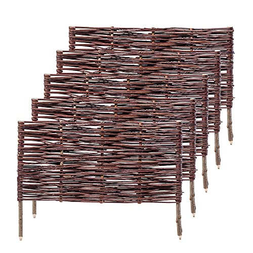 KADAX Palissades en Osier Naturel pour Jardin, Clôtures Décoratives pour Délimiter, Orner et Sublimer Votre Espace Exterieur (60 x 40 cm, Lot de 5)