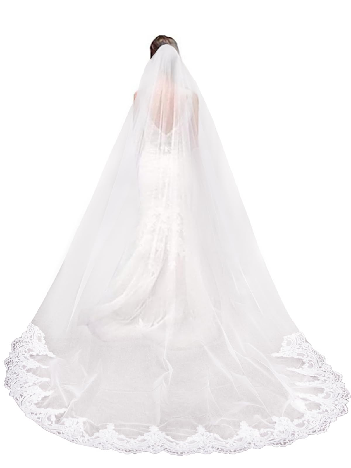 Babyonline White Ivory Lace Edge Cathedral Length Wedding Bridal Veil+Comb