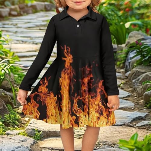 Long Sleeve Dresses for Toddler Girls 3-14T Midi Dress Little Girl A Line Skater Dress Fall Beach Outfit3