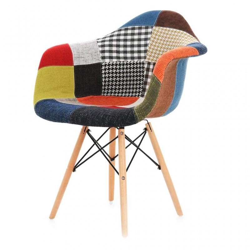 Grupo SDM Sillón Tokio PAT22, Madera, Tejido Patchwork Color 22