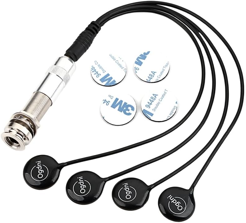Guitar Pickup Piezo Contact Microphone Set with 4 Transducers for Acoustic Guitar, Violin, Ukulele, Mandolin, Banjo, String Instruments
