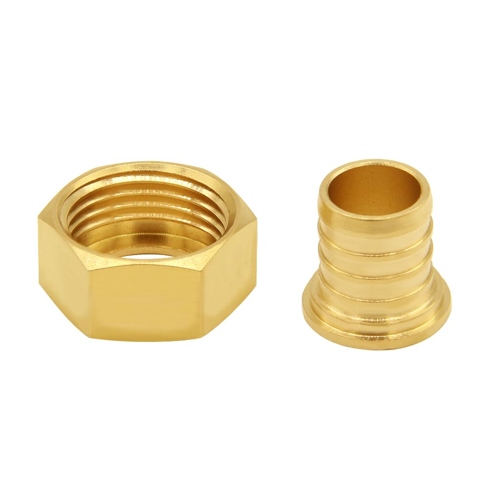 Joywayus Raccordo per tubo dell'acqua da giardino con filettatura femmina da 1,9 cm x 1,9 cm, girevole, esagonale, in ottone, per casa, barca, prato, lavaggio elettrico, irrigazione (confezione da 3)
