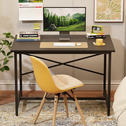 Image of Lukzer Metal & Engineered Wood Study Table for Home & Office | MST-008 /Black & Black | Laptop & Computer Workstation Desk | Sturdy Writing Table for Students & WFH | Spacious Tabletop (90x60x75 cm)