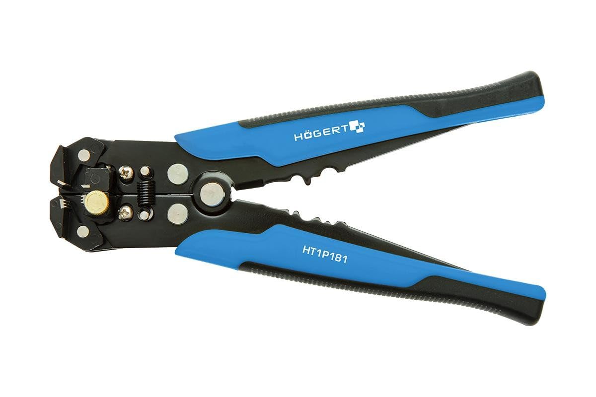 HÖGERT TECHNIK Pinza spelafili automatica e pinza da taglio 205 mm, 0,2-6 mm², con funzione di taglio, pinza crimpatrice 24-10 AWG, lunghezza regolabile, manico antiscivolo