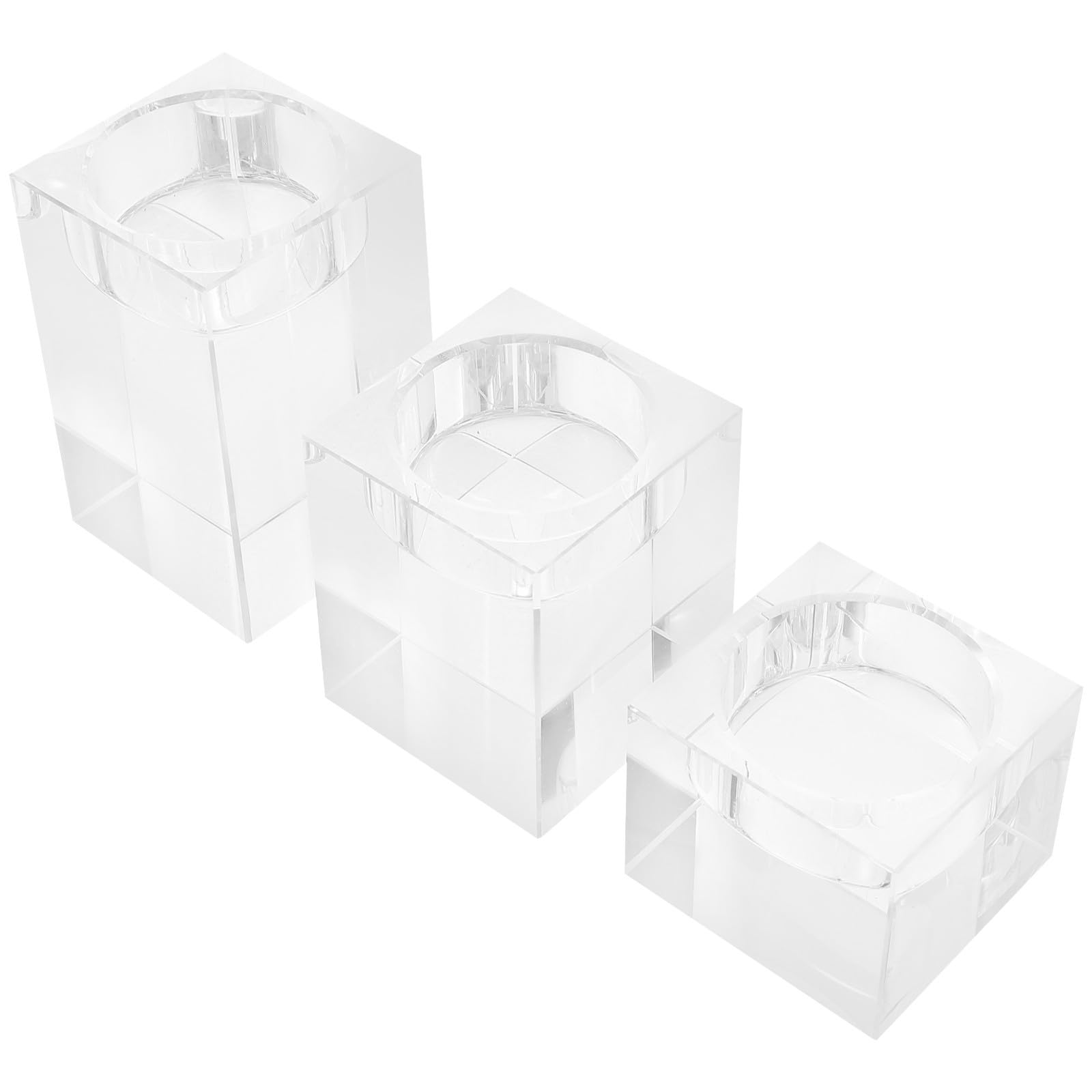 Portavelas de Cristal para Velas de Té, 3 Piezas, Decoración Navideña