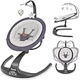 LIONELO Rina 2in1 Sdraietta neonato e altalena, Telecomando, Girevole a 360°, Due direzioni di oscillazione, 12 Melodie, 5 Velocità di Dondolio, Blocco, Regolazione dello schienale, Timer, Silenzioso