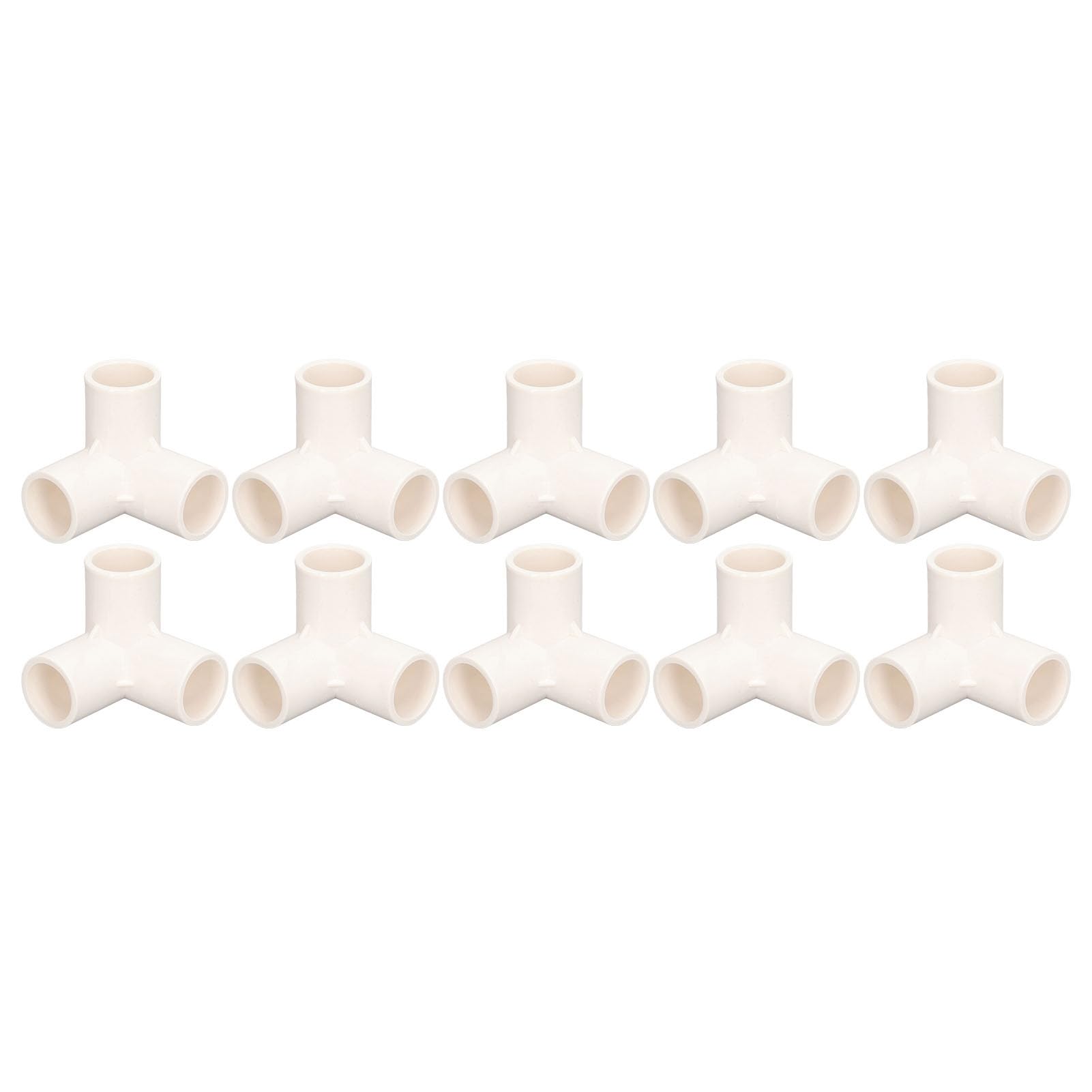 3 Way PVC Pipe Fittings | 10PCS 25mm Tee Elbow Connector | 90 Degree Corner Fitting for Furniture/Greenhouse/Water Pipes | Sturdy Plastic (White)