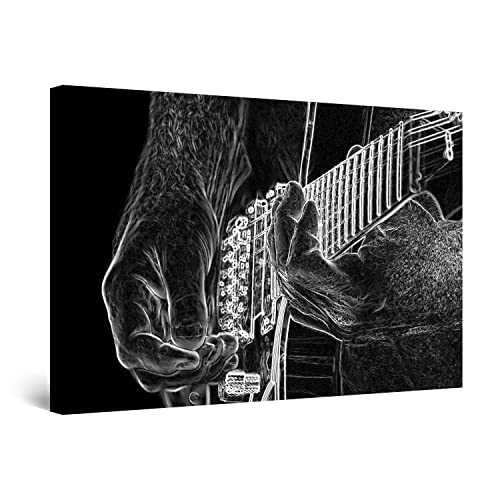Startonight Canvas Wall Art Black and White Guitar Music Abstract Artwork Modern Framed Art Painting 80 x 120 cm