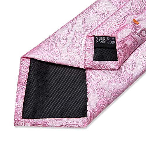 Image of DiBanGu Mens Paisley Tie Set Silk Woven Jacquard Necktie and Pocket Square Cufflinks Gift Set for Wedding Bussiness