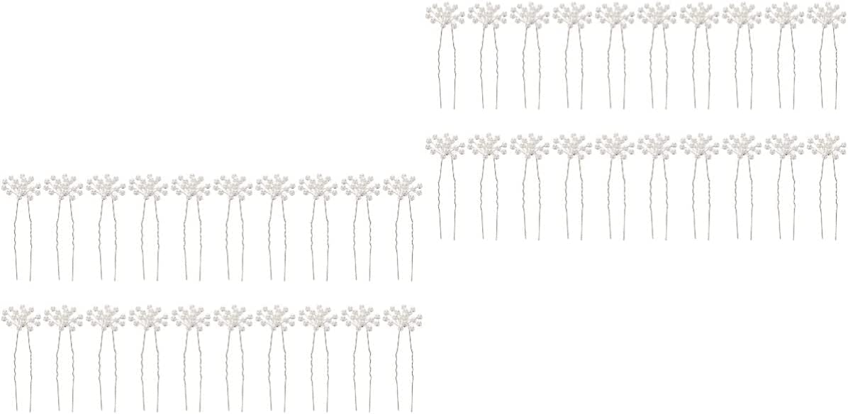 Forcine for capelli ， Fermagli for capelli for donna ， 40 pezzi Copricapo Spose Elegante Forcella Capelli Spilla da sposa Accessorio Ragazze Perle Chic Updo Chignon Gypsophila Damigelle d'onore Fiore