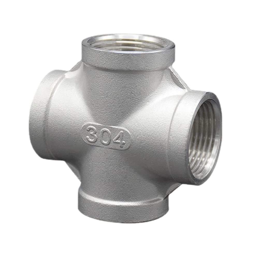 1pc BSP NPT Female Cross 4 Way Splitter 201 304 316 Stainless Steel Pipe Fitting Connector Coupler(BSPT SS304,1/4")