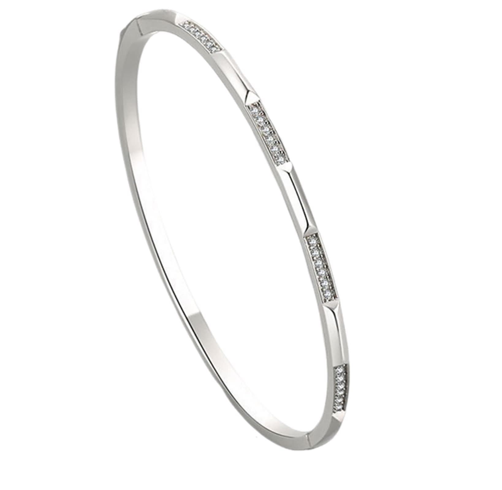 Friendship Bracelet Kit, bransoletki damskie, przyjaźń, geometryczne, srebrne, ze szlifem okrągłym, diamentem Pt950 i białym złotem