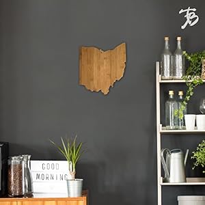 Totally Bamboo Ohio State Shaped Serving Cutting Board Natural Bamboo