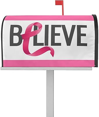 Magnetic Mailbox Cover Breast Cancer Awareness Pink Ribbons Believe Standard Size Removable Post Letter Box Cover Waterproof Garden Yard Outdoor Decoration