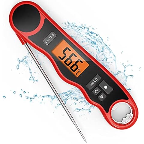 Digital Meat Thermometer, Food Cooking Barbecue Thermometer , Instant Read ,4.9 In. Long Probe,Large LCD Screen with Backlight, Bottle Opener, Max-Min temp, Perfect for Kitchen Milk BBQ Grill Oven Cover