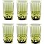 Lot De 6 Verres à Vin Vintage Verts – 350 Ml – Gaufrage Ligne – Neufs