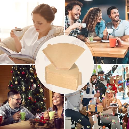 Image of 200Pcs #4 Coffee Filters Cone 8-12 Cup for Drip Coffee Maker | Disposable Unbleached Natural No Blowout Paper Filters 4 Compatible with Ninja, Cuisinart, Pour Over and DripCoffee Maker