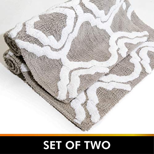 Chesapeake Merchandising Inc. Double Quatrefoil Bath Rug Set, 24" X 40" & 21" X 34", Lunar Grey #TOP7