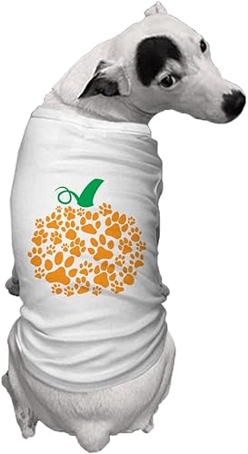 Miniatura 10 de Calabaza Paw Prints - Camiseta de perro otoño de Halloween (azul real, extragrande)