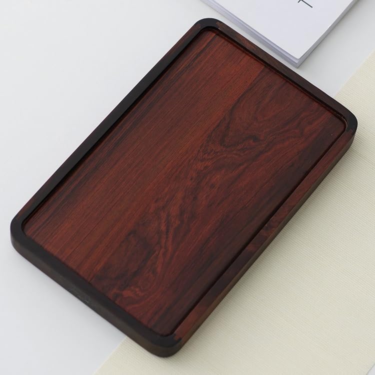 Plateau De Service Rectangulaire Japonais en Bois Massif De Palissandre Rouge, Idéal pour Le Thé, Les Desserts Et Les Repas À La Maison.