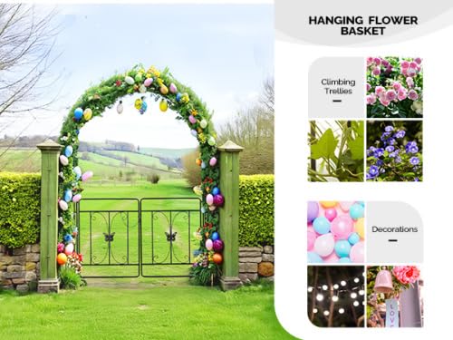 Bonnlo Arche de Jardin avec Portail, Arche en Fer pour Plantes Grimpantes et Rosiers, Tonelle Jardin pour Mariages, Fêtes et Décorations Extérieures, Noir