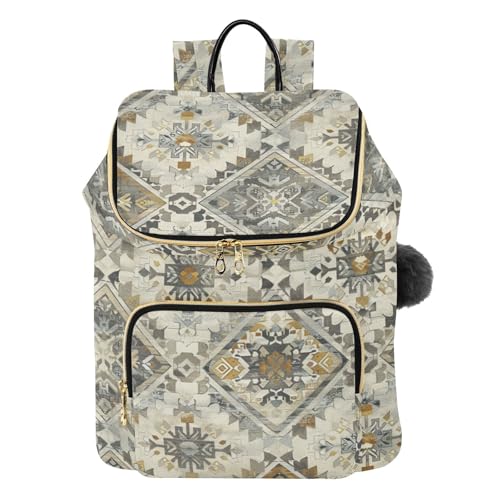 KLL Classical Boho Brown Backpack for Women Stylish Multipurpose College Bookbag Daypack for Shopping Sports Travel