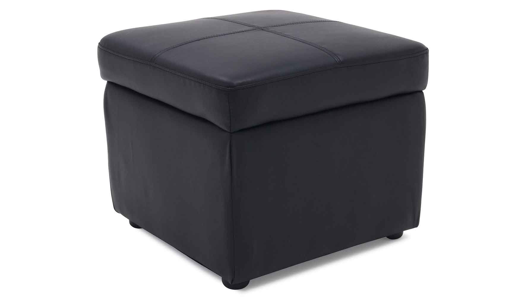 Zuri Furniture Modern Black Leather Key Storage Ottoman