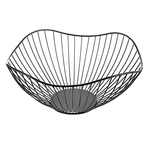 BESPORTBLE Metal Wire Fruit Basket, 9.8Inch Black Kitchen Countertop Fruit Bowl Vegetable Holder- Modern Style Container for Kitchen Counter, Table Centerpiece Decorative, Countertop, Home Decor