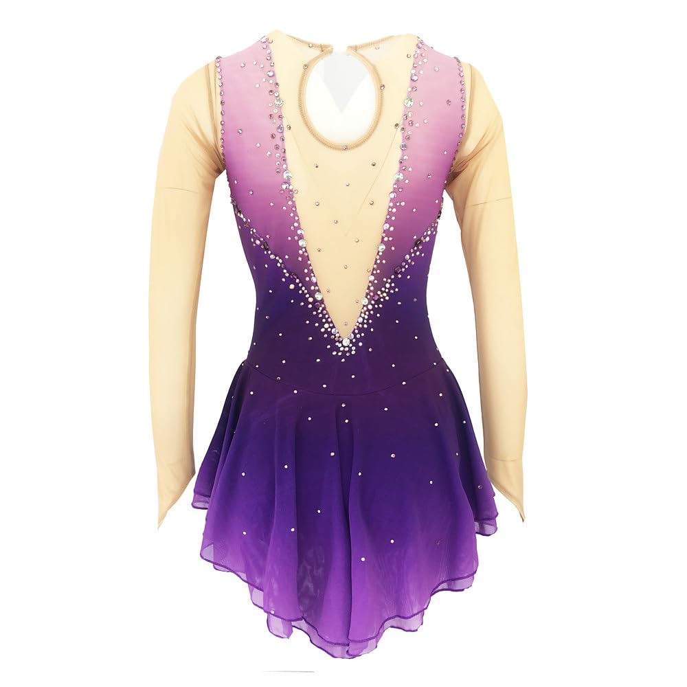 GICIR Abito Da Pattinaggio Di Figura Da Donna, Da Ragazza, Ad Alta Elasticità, Da Competizione, Design Di Abbigliamento Da Pattinaggio, Strass Classico Fatto A Mano