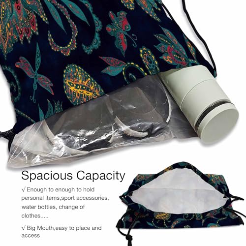 Floral Pattern Drawstring Bags Sports Bag Paisley Watercolor Flowers Flores Tulips Leaves Draw String Back Bag Men Women Adults 14x16.9 Inch - Image 5