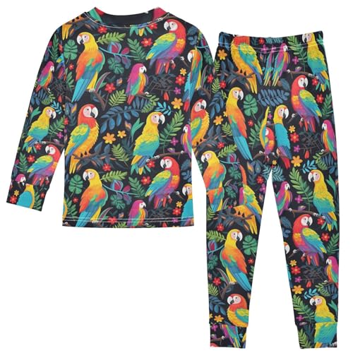 ALAZA Parrot on Trees Pajamas Set Snug-fit Long Sleeve Sleepwear,18 M2