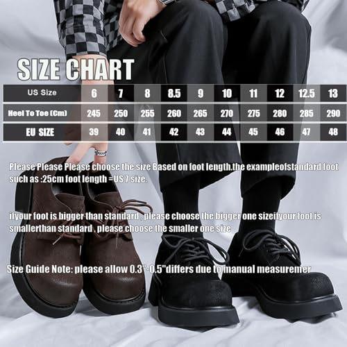 Men’s British Chunky Platform Oxfords Suede Leather Big Round Toed Chunky Heel Non Slip Derby Shoes Casual Non Slip Lace Up Dress Shoes for Business Formal Office2